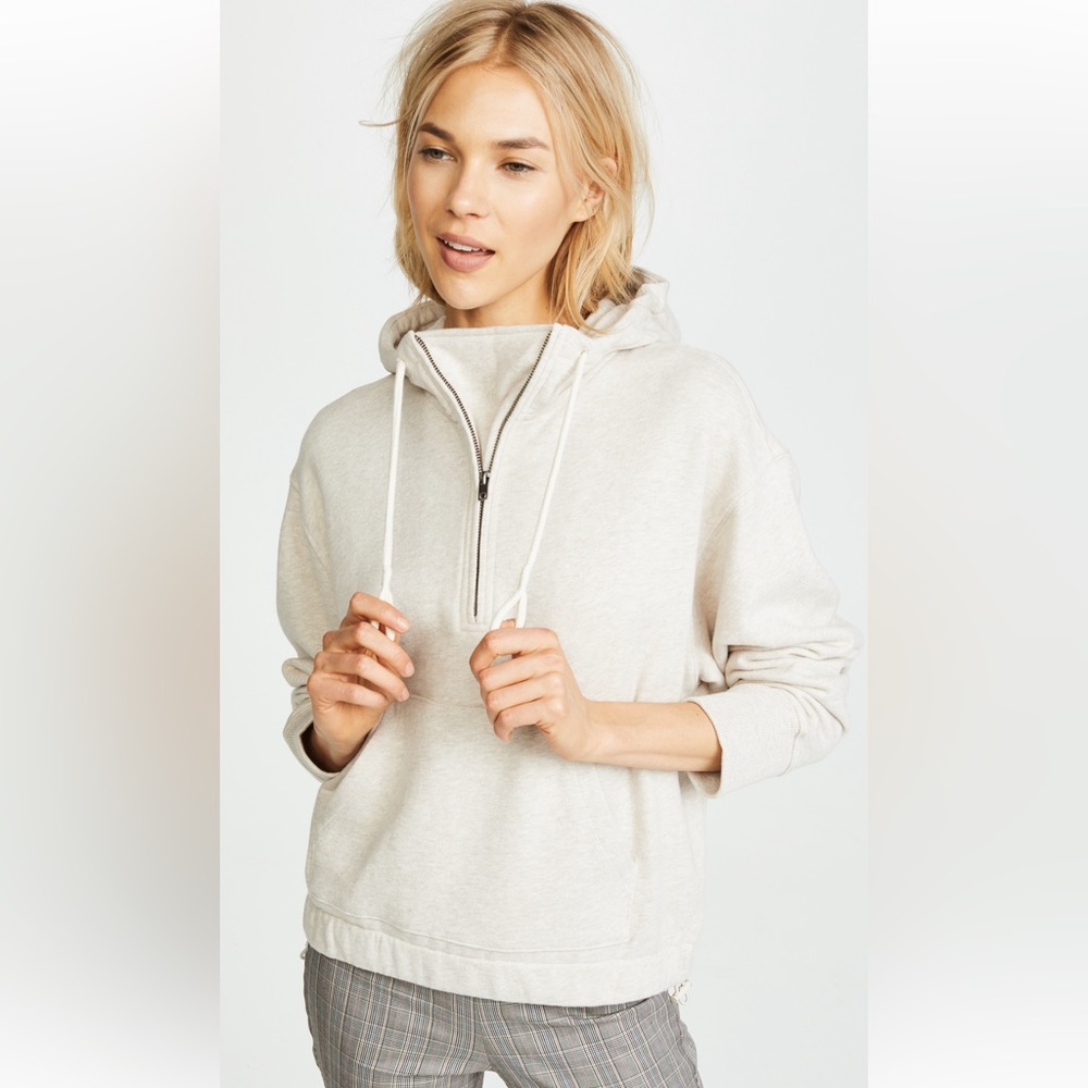 Vince Half-Zip Hoodie in Heather Burlap